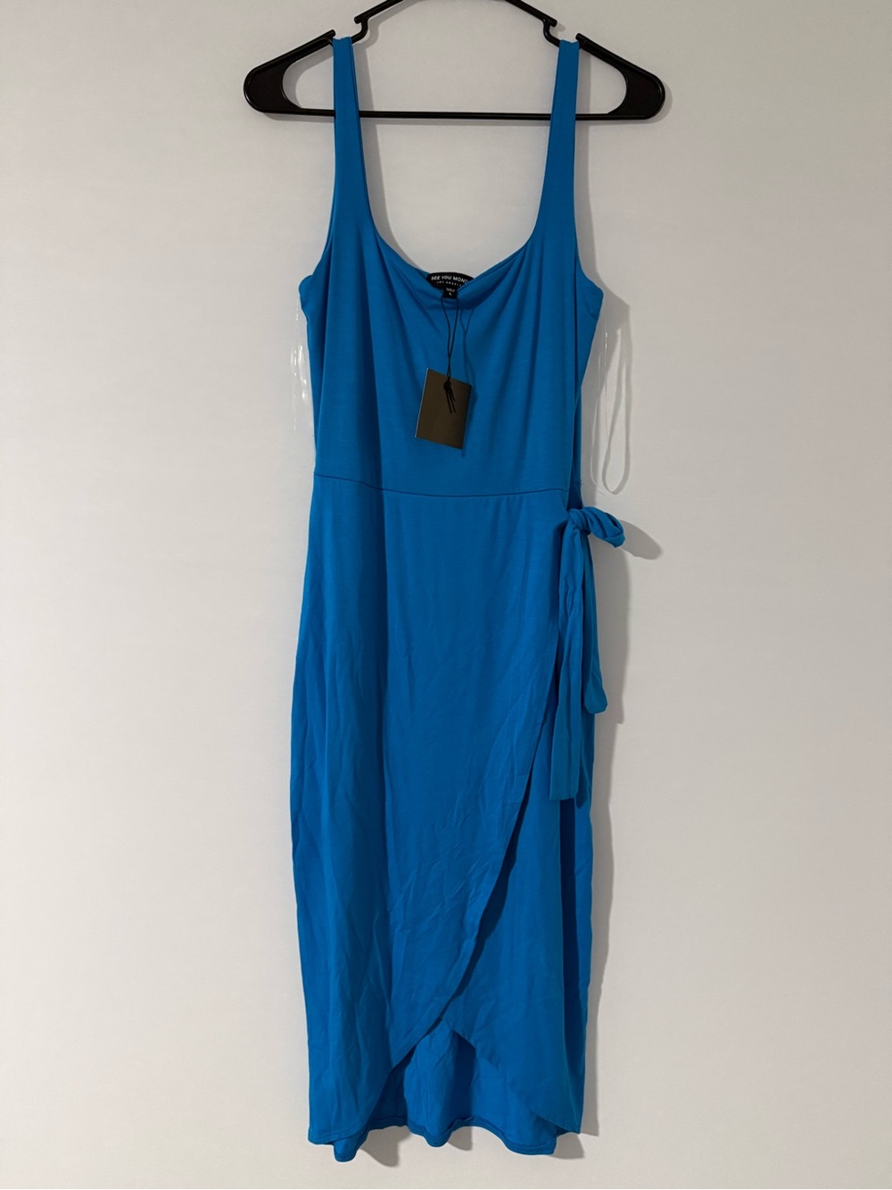 See You Monday Bright Blue Wrap Midi Dress